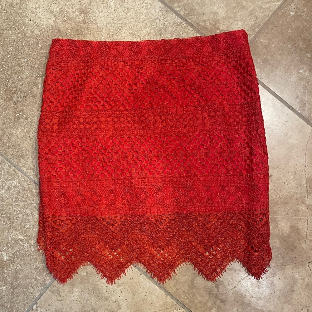 Red/coral/orange lace skirt
